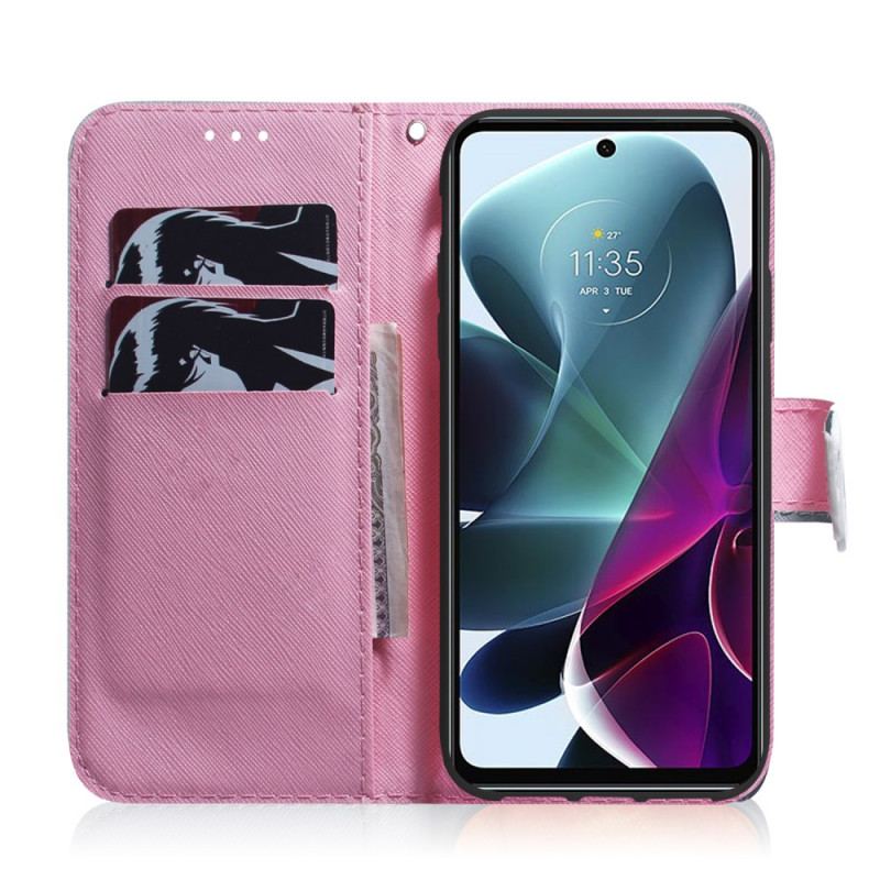 Capa Folio Para Moto G200 5G Flor Rosa Empoeirado