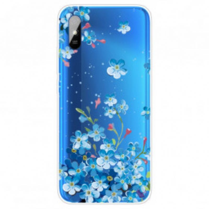 Capa De Celular Para Xiaomi Redmi 9A Buquê De Flores Azuis