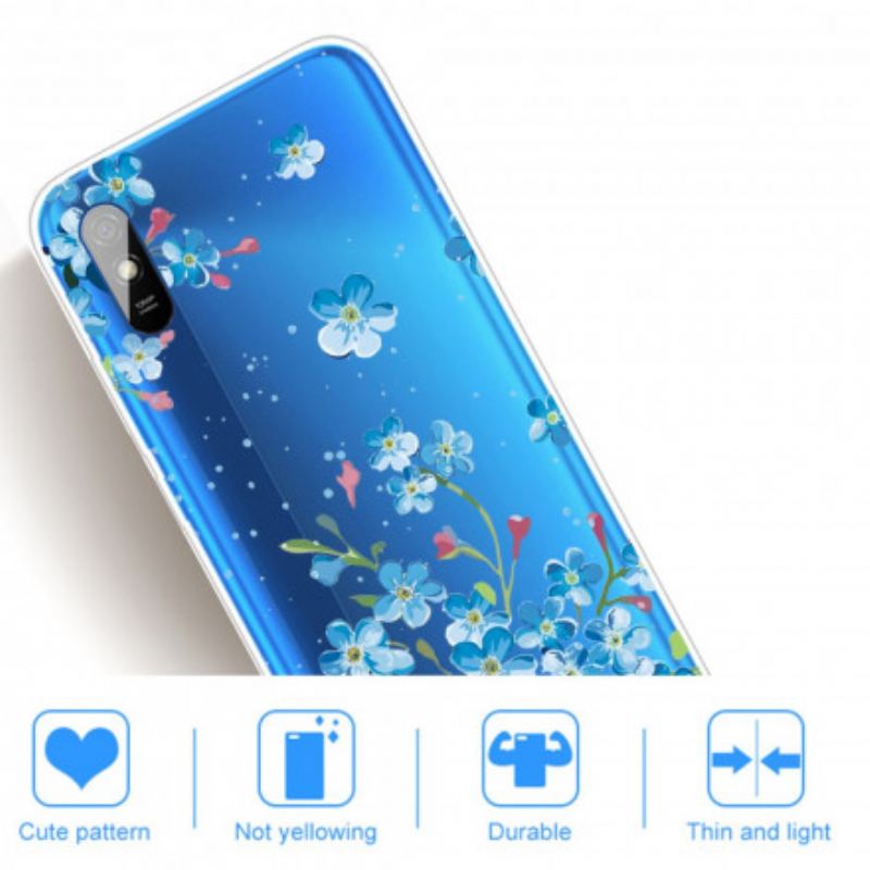 Capa De Celular Para Xiaomi Redmi 9A Buquê De Flores Azuis