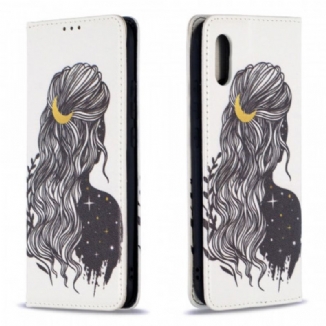 Capa De Celular Para Xiaomi Redmi 9A Flip Cabelo Bonito