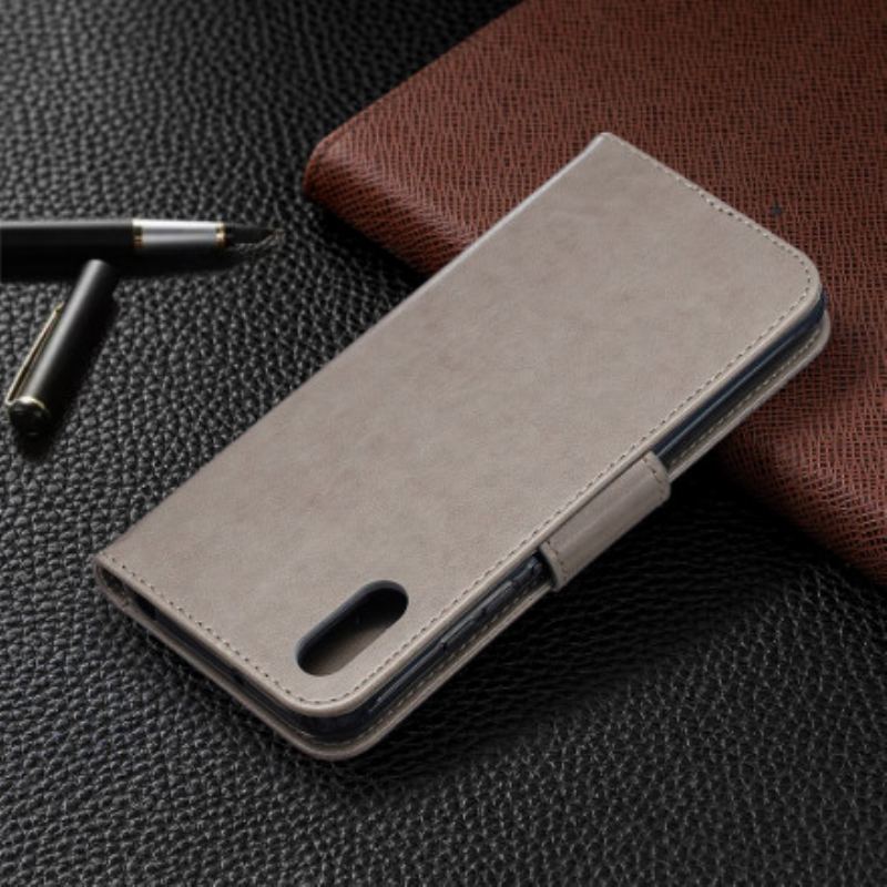 Capa De Couro Para Xiaomi Redmi 9A De Cordão Strappy Estampado Borboletas
