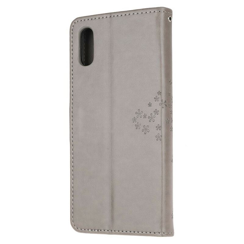 Capa De Couro Para Xiaomi Redmi 9A De Cordão Tanga E Corujas