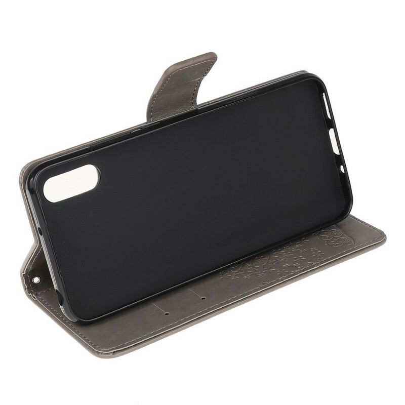 Capa De Couro Para Xiaomi Redmi 9A De Cordão Tanga E Corujas
