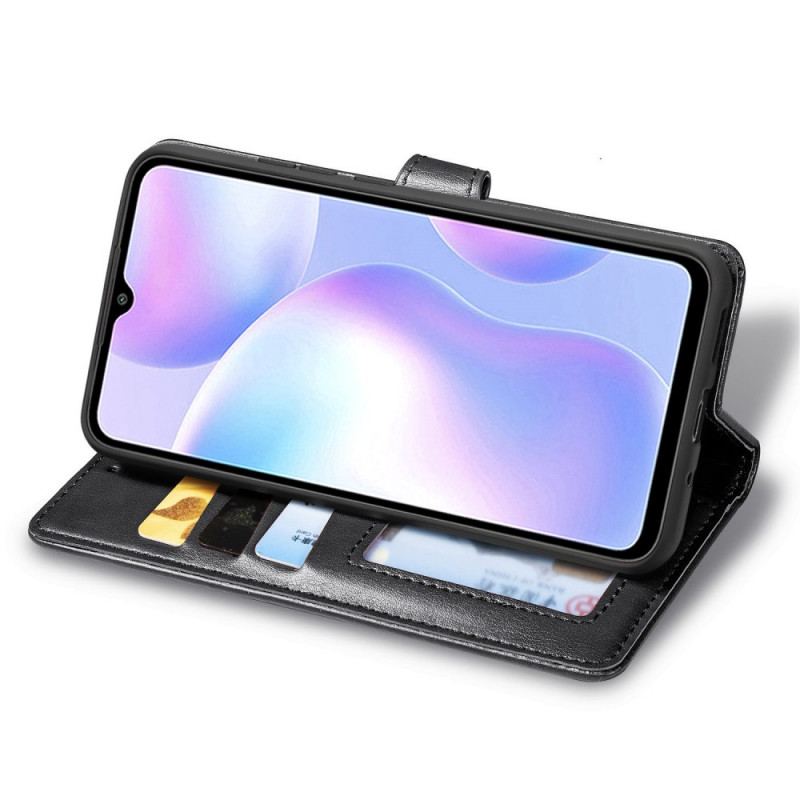 Capa De Couro Para Xiaomi Redmi 9A Couro Falso E Fecho Vintage