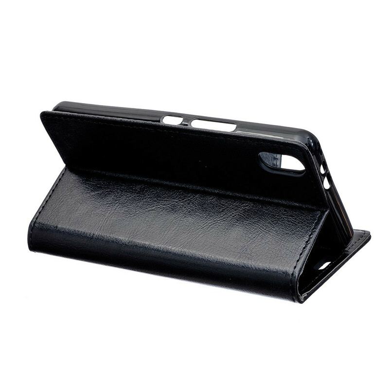 Capa Em Pele Para Xiaomi Redmi 9A Efeito Couro Brilhante Simples