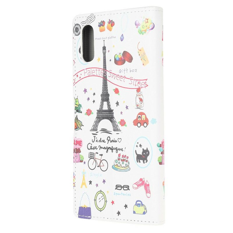 Capa Em Pele Para Xiaomi Redmi 9A Eu Amo Paris