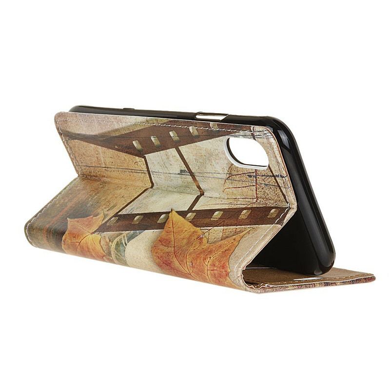 Capa Em Pele Para Xiaomi Redmi 9A Torre Eiffel No Outono