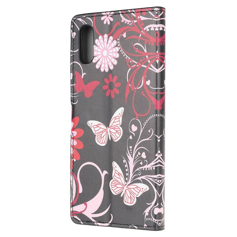 Capa Flip Para Xiaomi Redmi 9A Borboletas E Flores