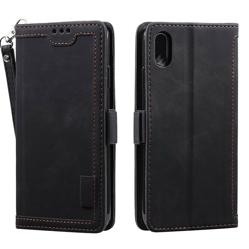 Capa Flip Para Xiaomi Redmi 9A Contornos Reforçados Com Couro Sintético Em Dois Tons