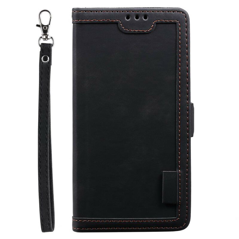 Capa Flip Para Xiaomi Redmi 9A Contornos Reforçados Com Couro Sintético Em Dois Tons