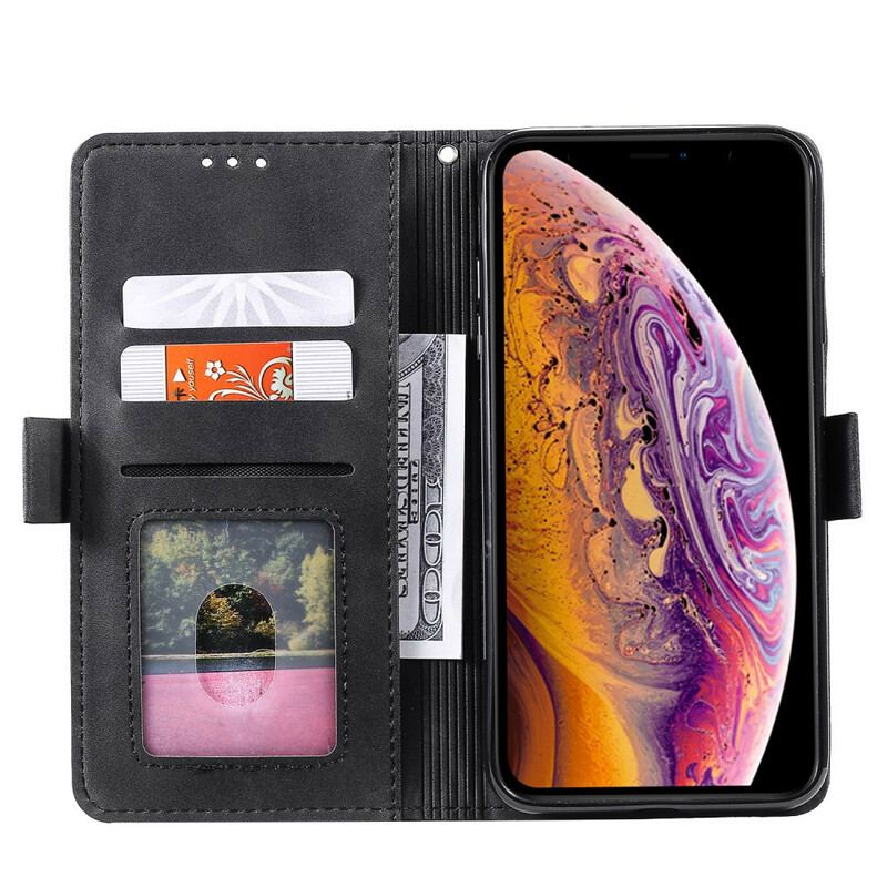 Capa Flip Para Xiaomi Redmi 9A Contornos Reforçados Com Couro Sintético Em Dois Tons
