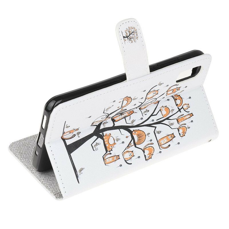 Capa Flip Para Xiaomi Redmi 9A De Cordão Gatos Divertidos Com Alça