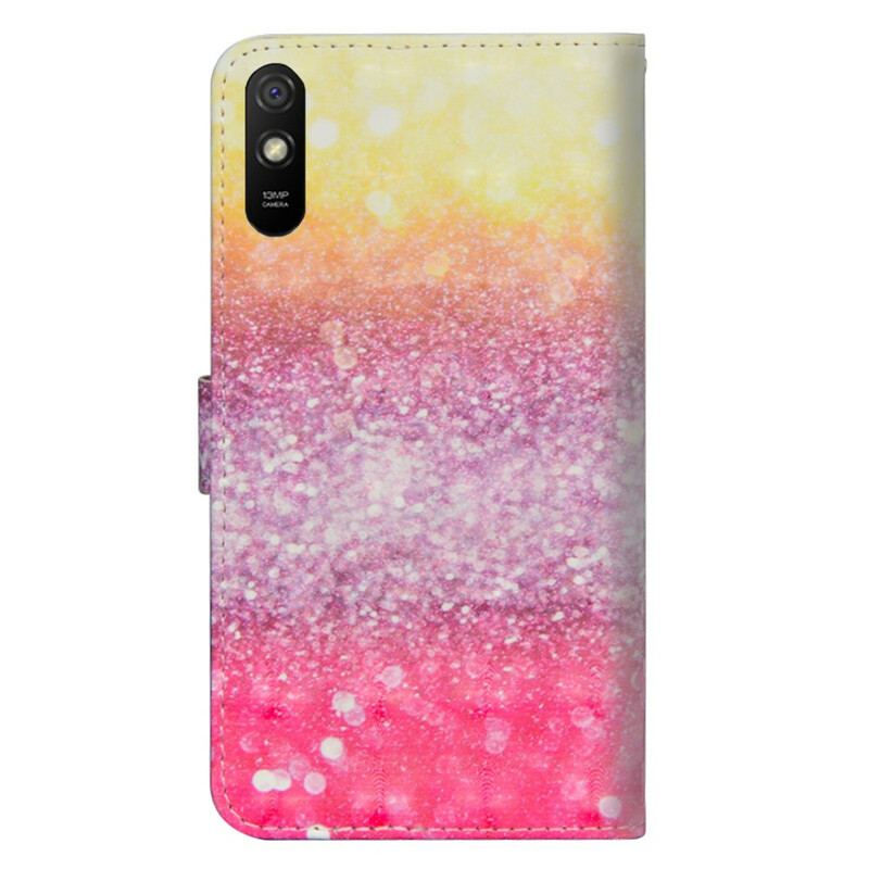Capa Flip Para Xiaomi Redmi 9A Gradiente Glitter Magenta