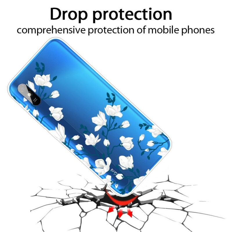 Capa Para Xiaomi Redmi 9A Flores Brancas