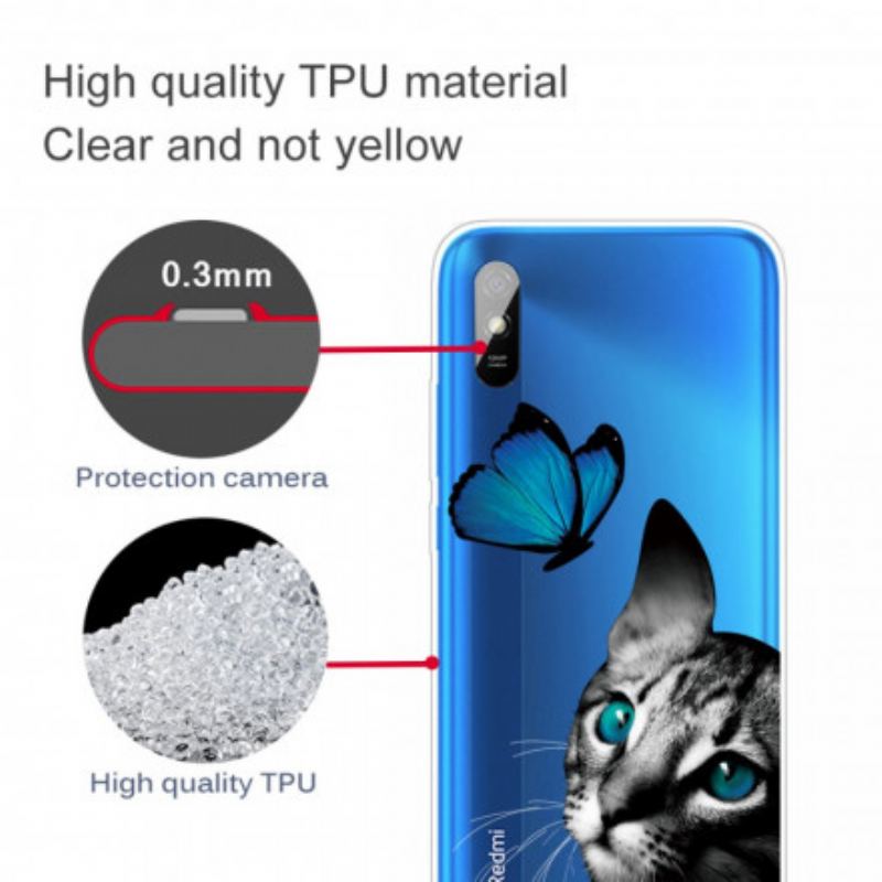 Capa Para Xiaomi Redmi 9A Gato E Borboleta