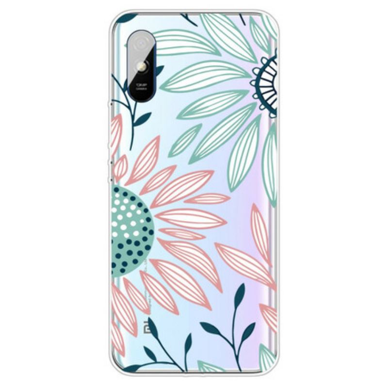 Capa Para Xiaomi Redmi 9A Uma Flor Transparente