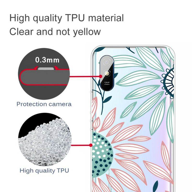 Capa Para Xiaomi Redmi 9A Uma Flor Transparente