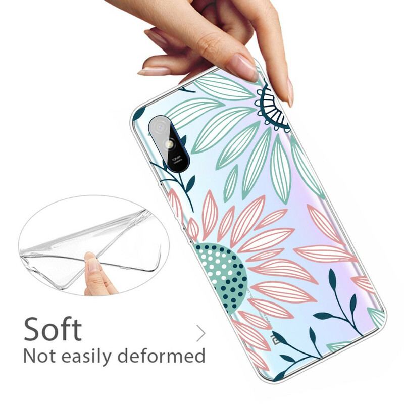Capa Para Xiaomi Redmi 9A Uma Flor Transparente