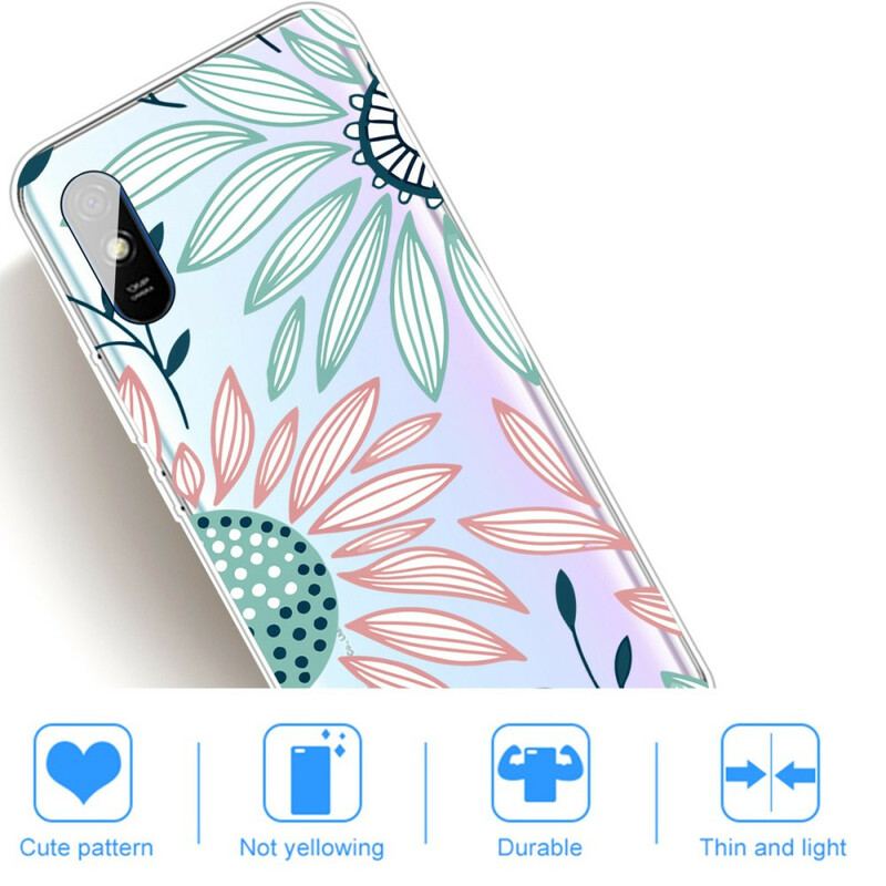 Capa Para Xiaomi Redmi 9A Uma Flor Transparente