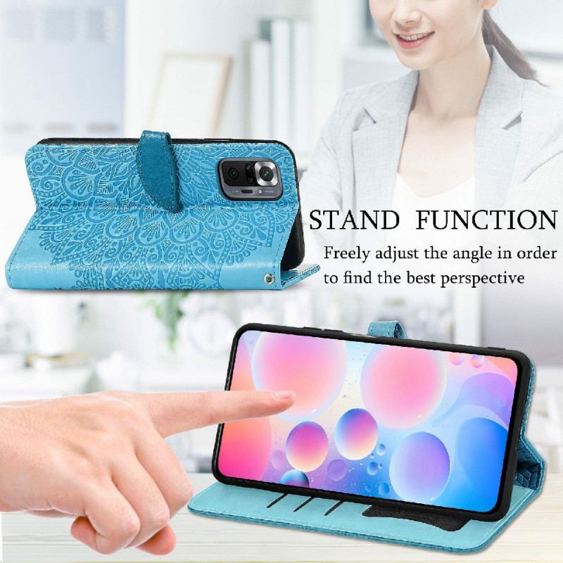 Capa De Couro Para Xiaomi Redmi Note 10 Pro Folhas Tribais
