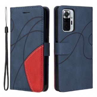 Capa Em Pele Para Xiaomi Redmi Note 10 Pro Couro Sintético De Assinatura De Dois Tons