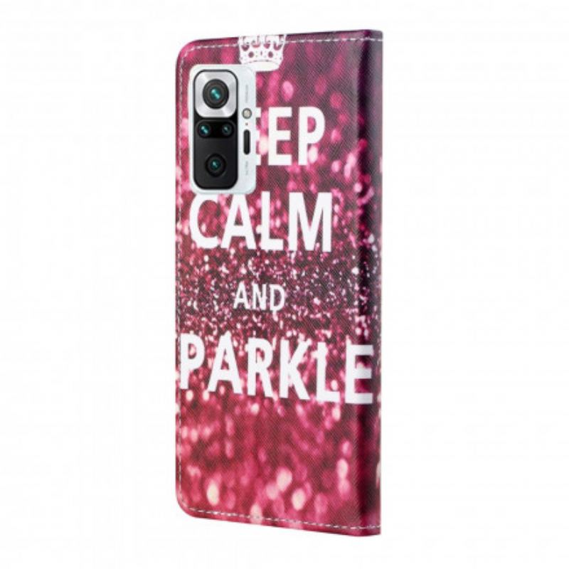 Capa Em Pele Para Xiaomi Redmi Note 10 Pro Mantenha A Calma E Brilhe