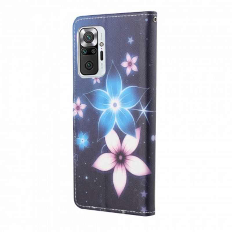 Capa Flip Para Xiaomi Redmi Note 10 Pro De Cordão Flores De Cinta Lunar