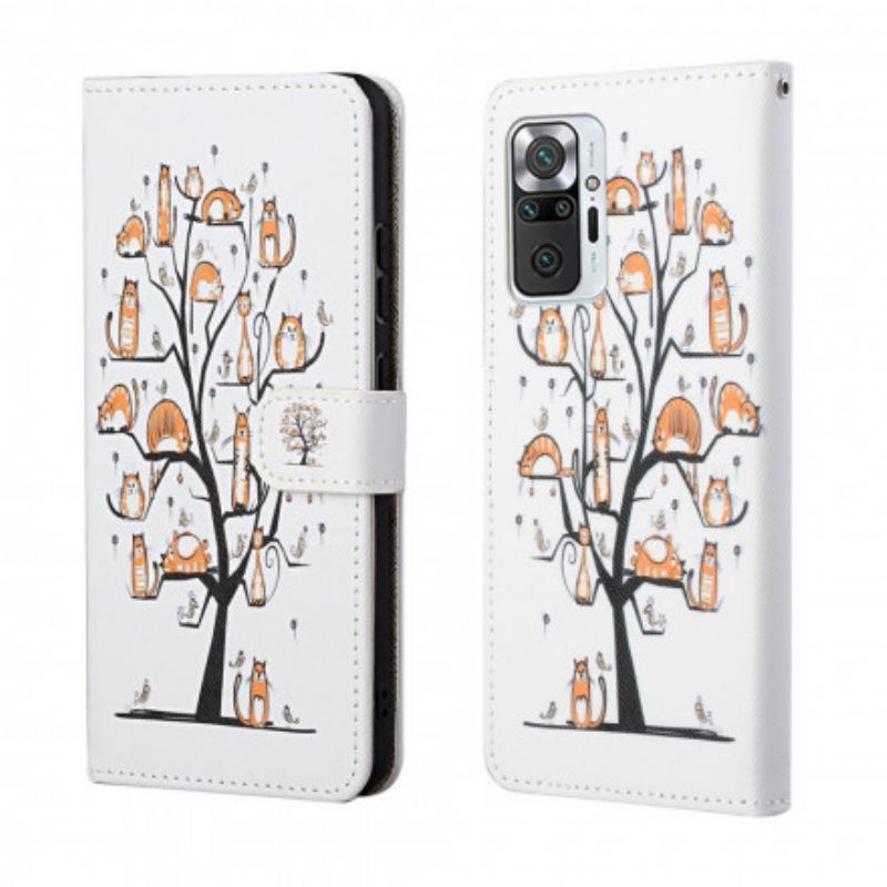 Capa Flip Para Xiaomi Redmi Note 10 Pro De Cordão Gatos Divertidos Com Alça