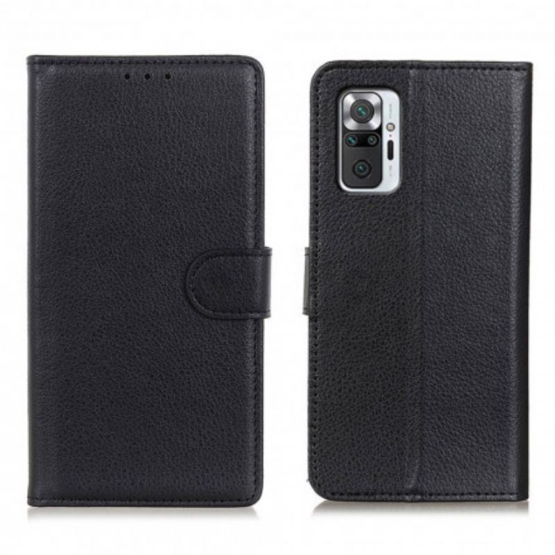 Capa Flip Para Xiaomi Redmi Note 10 Pro Efeito Couro Lichia Premium