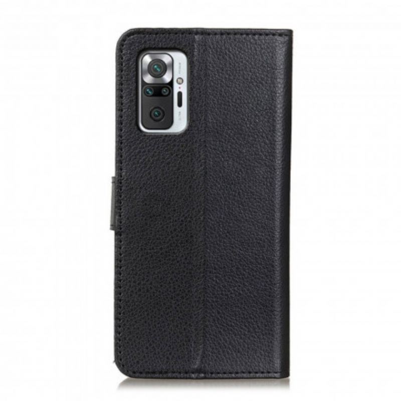 Capa Flip Para Xiaomi Redmi Note 10 Pro Efeito Couro Lichia Premium
