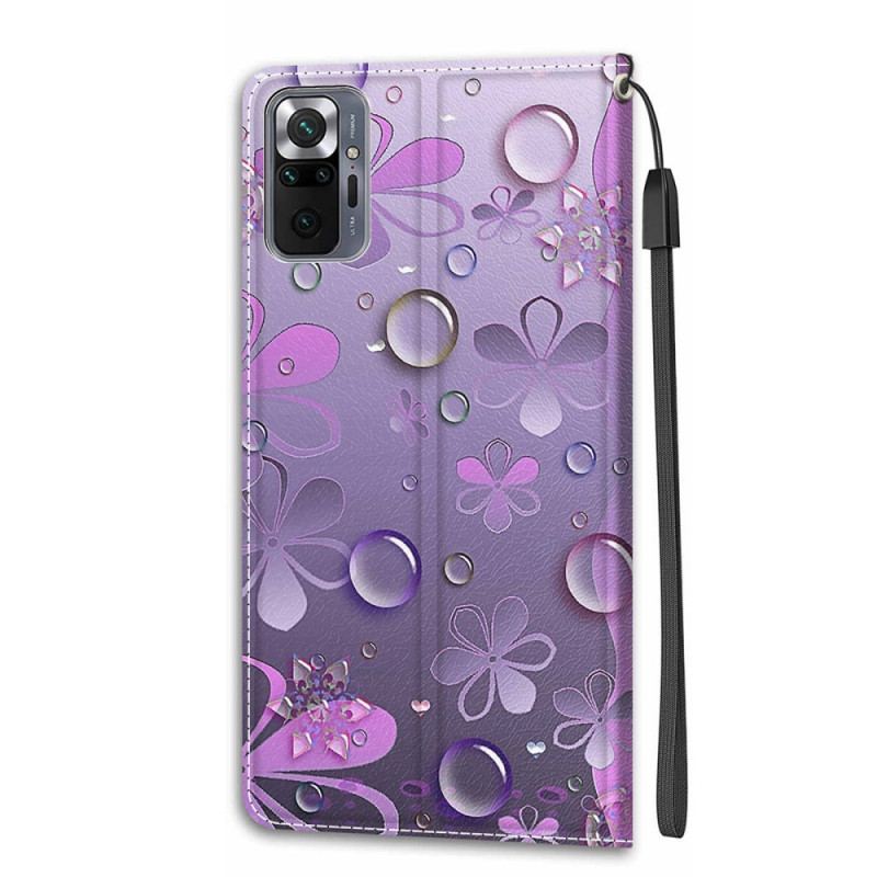 Capa Flip Para Xiaomi Redmi Note 10 Pro Gotas Com Cordão