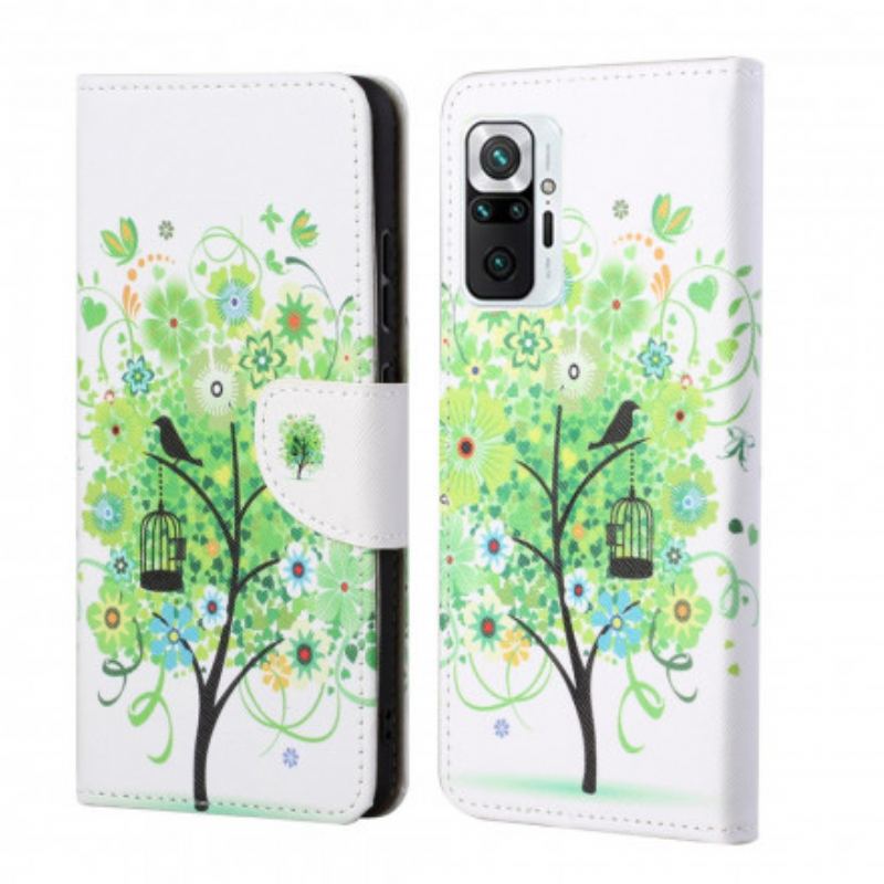 Capa Folio Para Xiaomi Redmi Note 10 Pro Árvore Verde