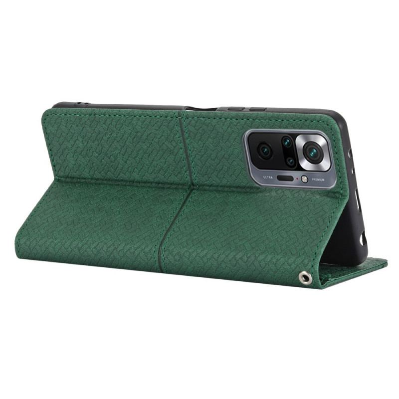 Capa Folio Para Xiaomi Redmi Note 10 Pro De Cordão Estilo De Couro Trançado Com Tiras