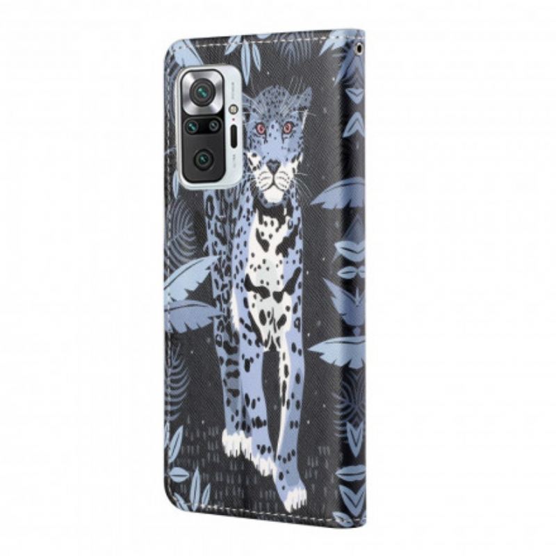 Capa Folio Para Xiaomi Redmi Note 10 Pro De Cordão Leopardo Strappy
