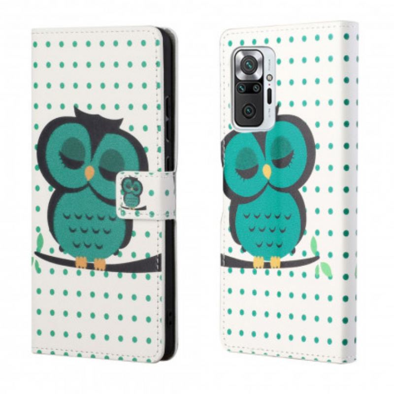Capa Folio Para Xiaomi Redmi Note 10 Pro Coruja Adormecida