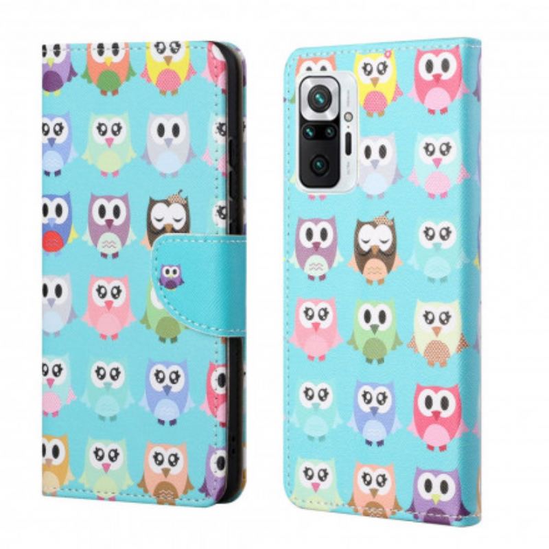 Capa Folio Para Xiaomi Redmi Note 10 Pro Corujas
