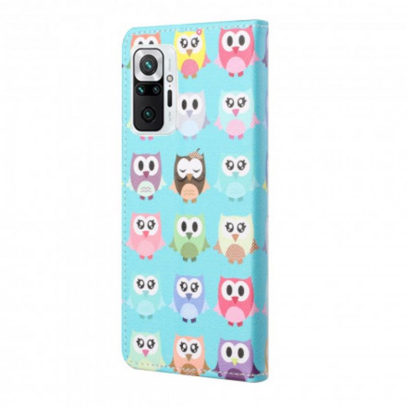 Capa Folio Para Xiaomi Redmi Note 10 Pro Corujas