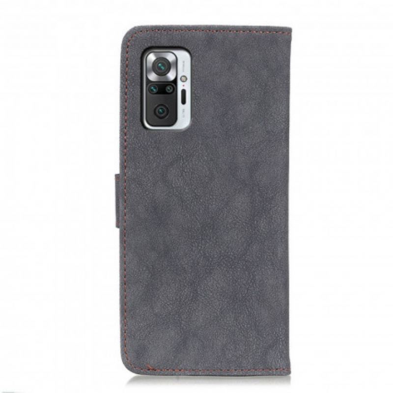 Capa Folio Para Xiaomi Redmi Note 10 Pro Couro Dividido Retrô Khazneh