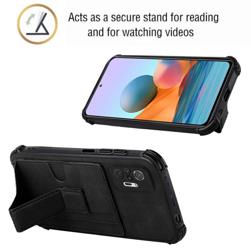 Capa Para Xiaomi Redmi Note 10 Pro Efeito De Couro Com Porta-cartões E Alça