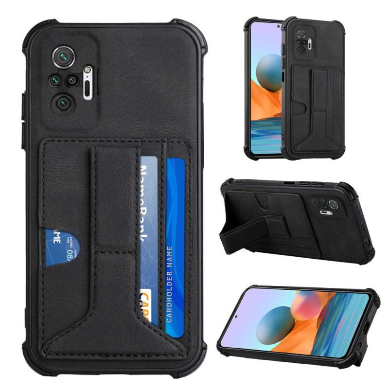 Capa Para Xiaomi Redmi Note 10 Pro Efeito De Couro Com Porta-cartões E Alça