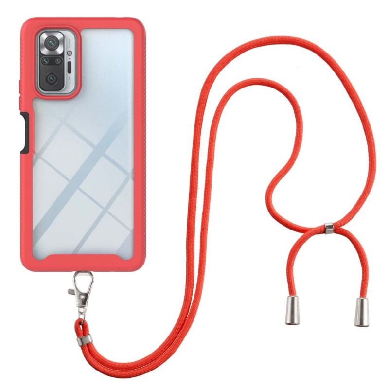 Capa Para Xiaomi Redmi Note 10 Pro Híbrido Com Cordão E Contorno Colorido