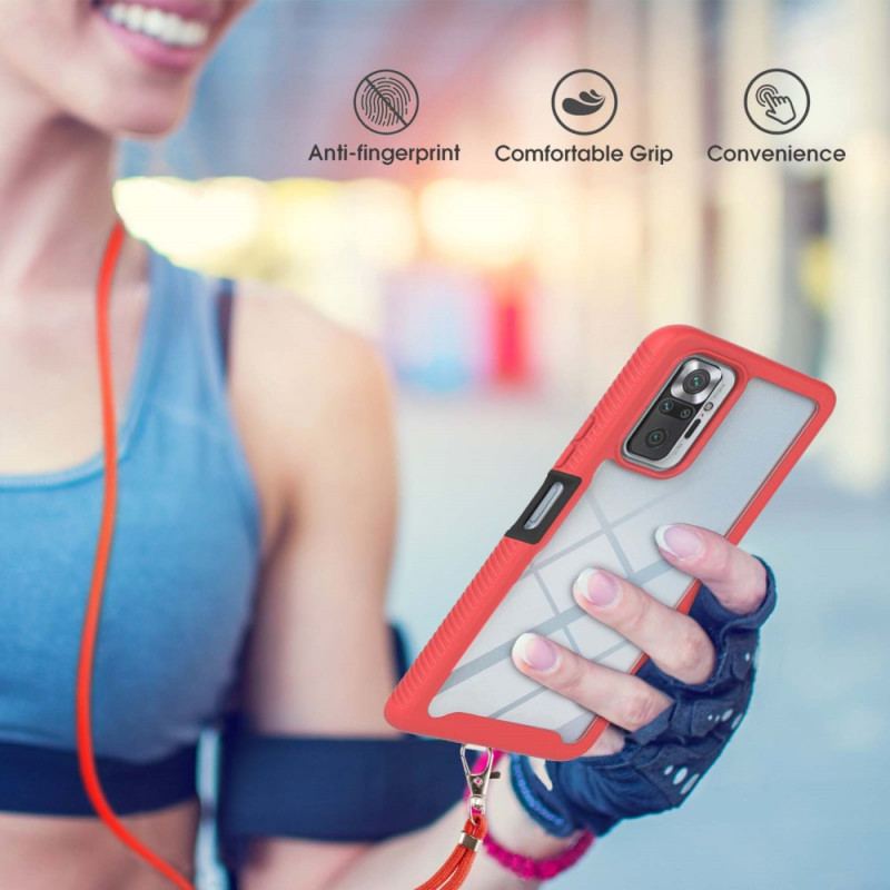 Capa Para Xiaomi Redmi Note 10 Pro Híbrido Com Cordão E Contorno Colorido