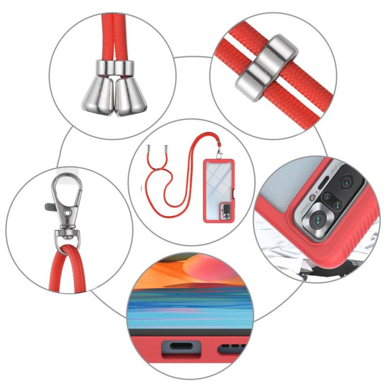 Capa Para Xiaomi Redmi Note 10 Pro Híbrido Com Cordão E Contorno Colorido