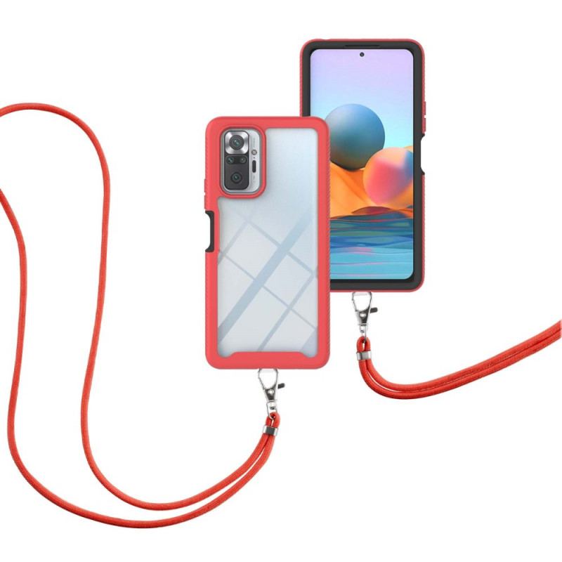 Capa Para Xiaomi Redmi Note 10 Pro Híbrido Com Cordão E Contorno Colorido