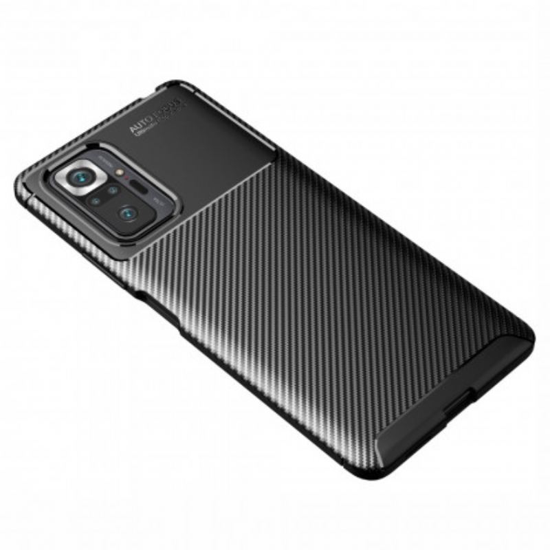 Capa Para Xiaomi Redmi Note 10 Pro Textura Flexível De Fibra De Carbono