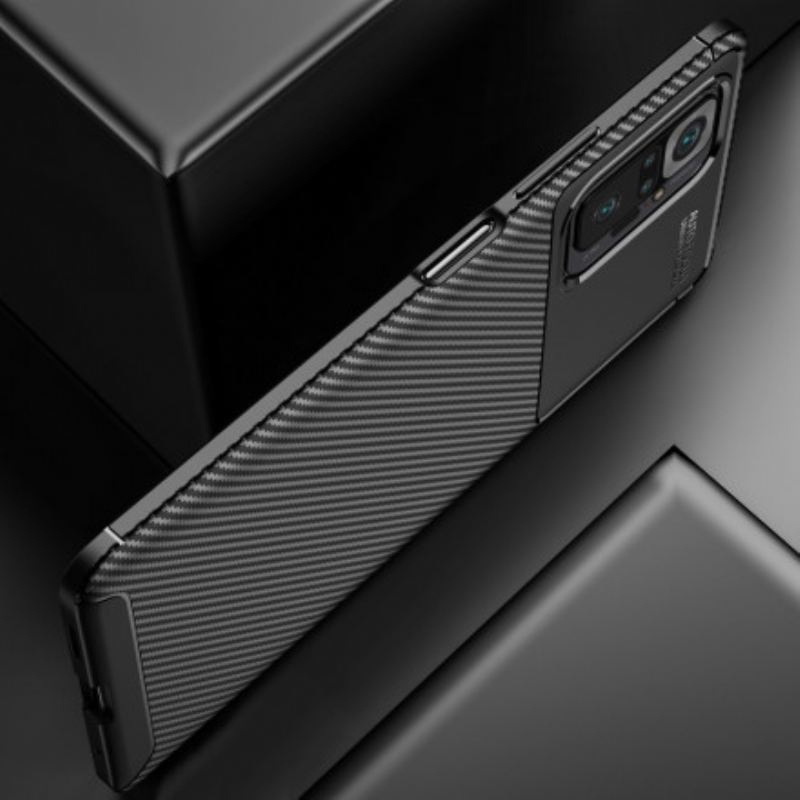 Capa Para Xiaomi Redmi Note 10 Pro Textura Flexível De Fibra De Carbono