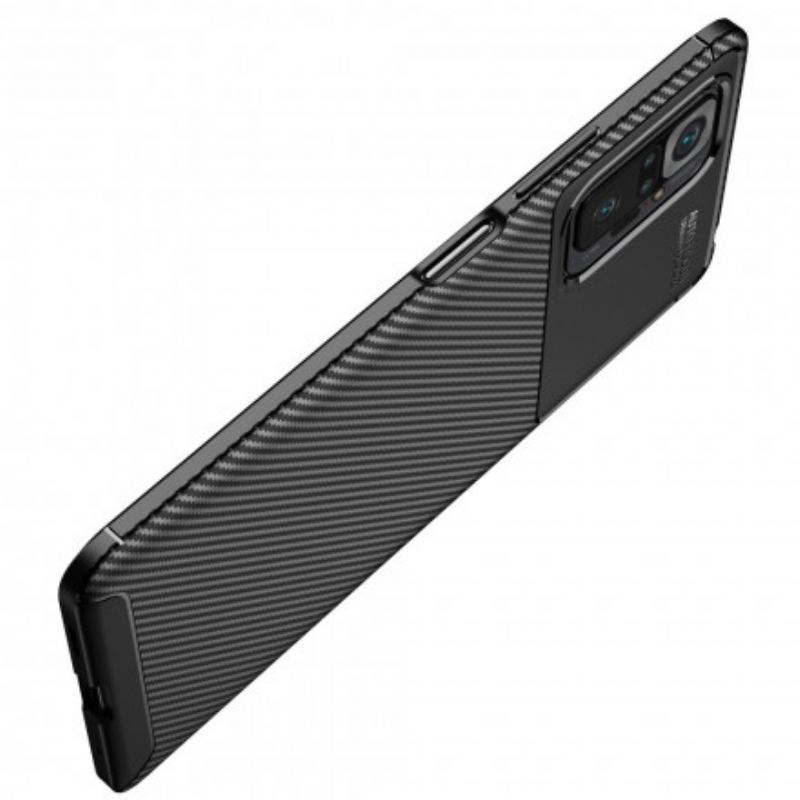 Capa Para Xiaomi Redmi Note 10 Pro Textura Flexível De Fibra De Carbono