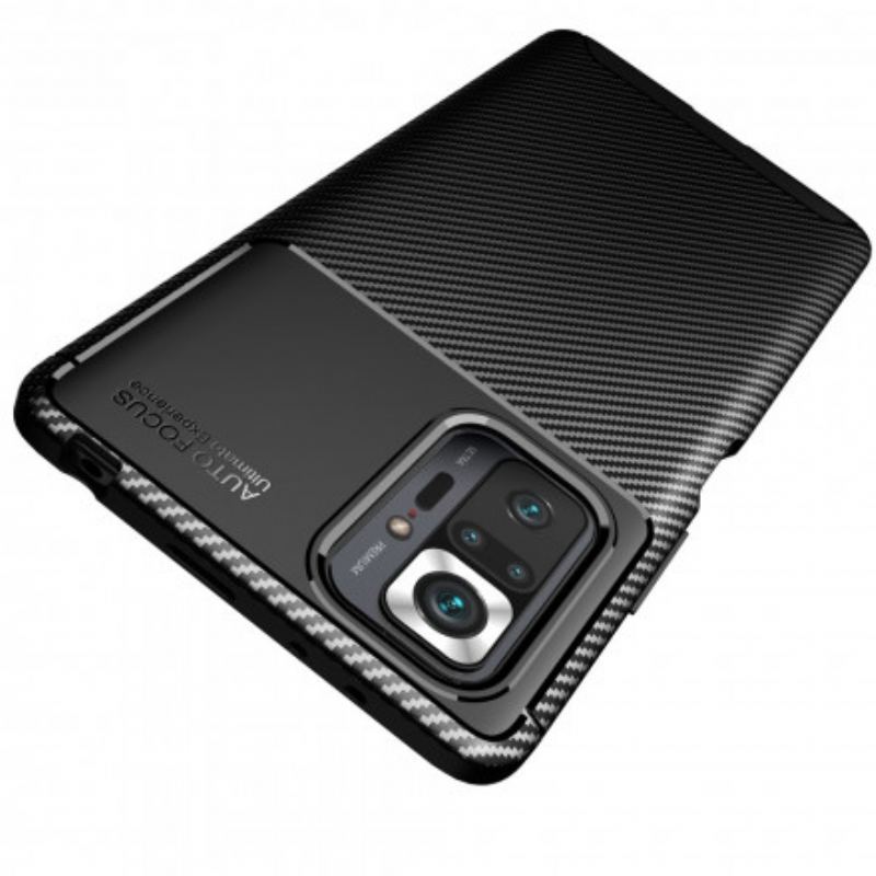 Capa Para Xiaomi Redmi Note 10 Pro Textura Flexível De Fibra De Carbono