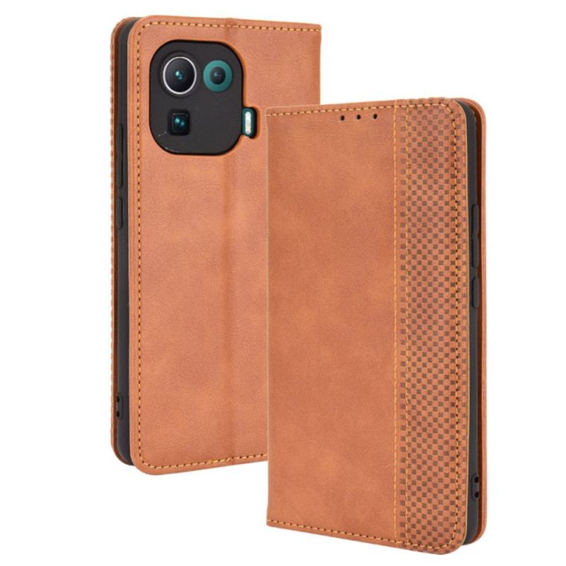 Capa De Celular Para Xiaomi Mi 11 Pro Flip Efeito Couro Vintage Estilizado