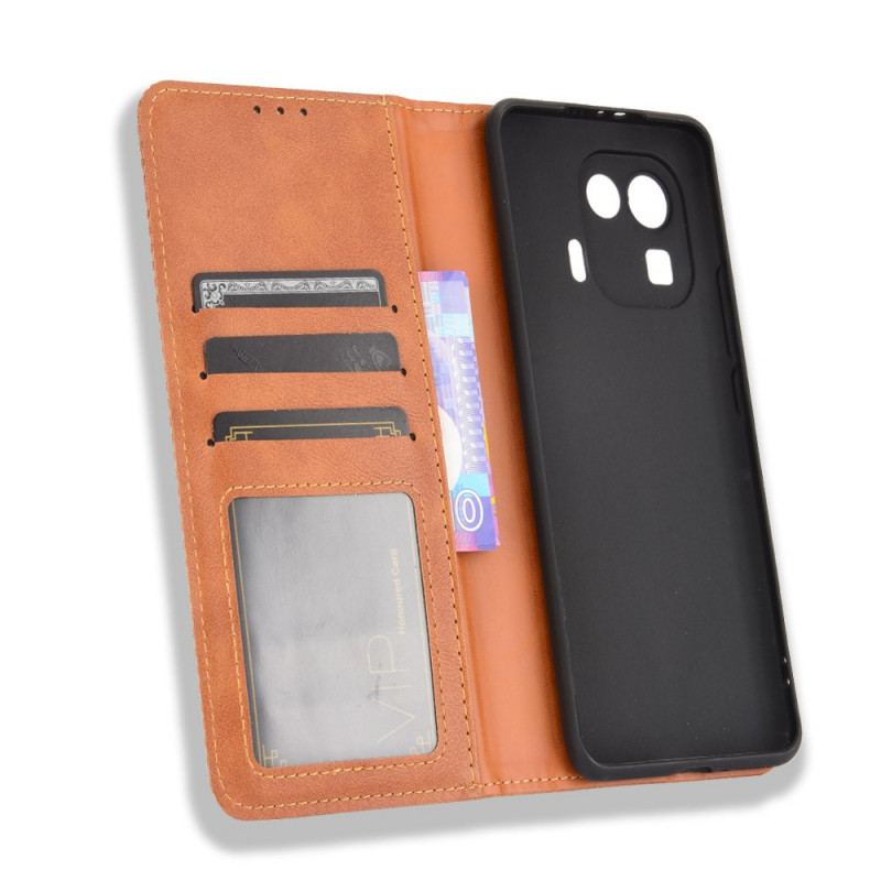 Capa De Celular Para Xiaomi Mi 11 Pro Flip Efeito Couro Vintage Estilizado